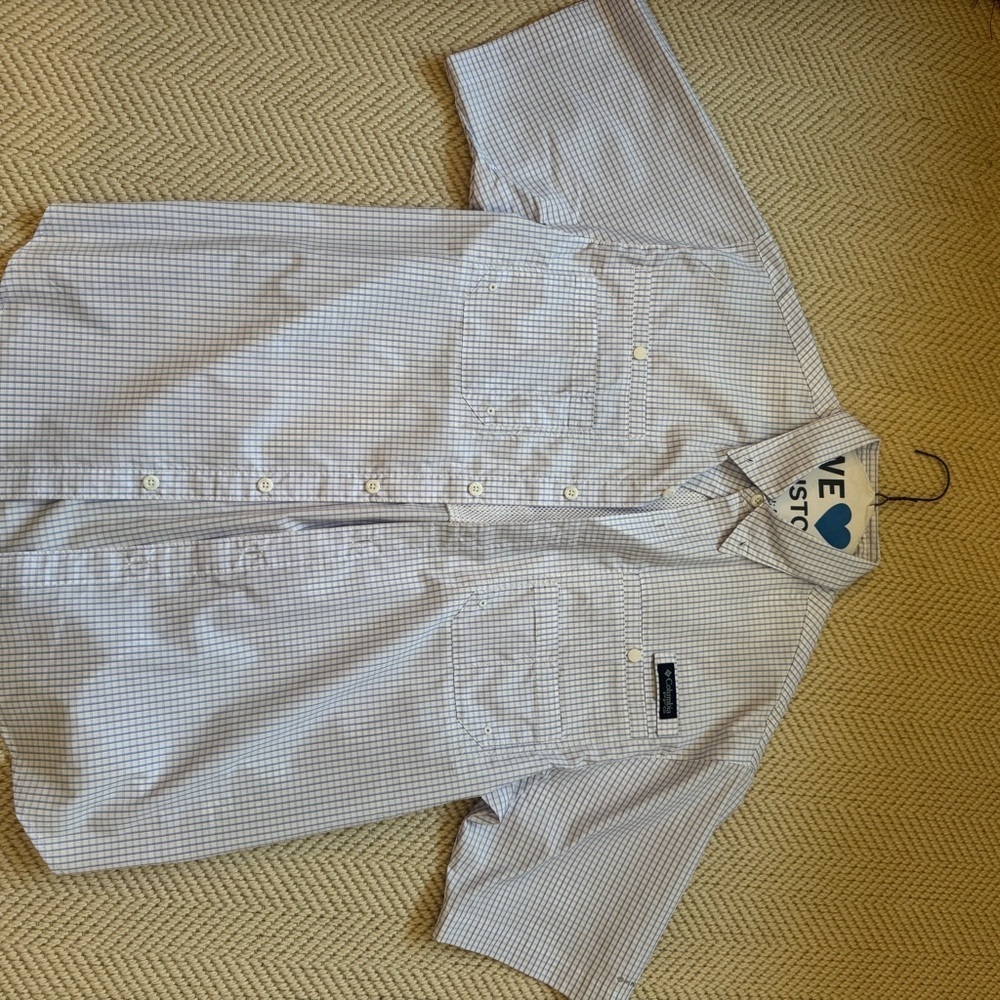Columbia Men's White and Blue Plaid Shirt - Picture 2 of 2